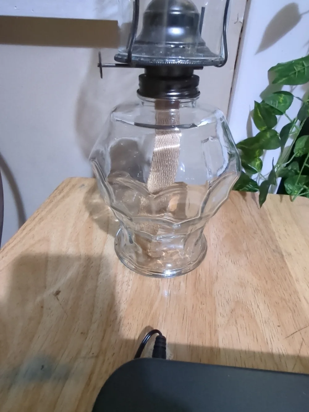 Clear XL Glass Oil Lamp with Metal Burner - Home Accents